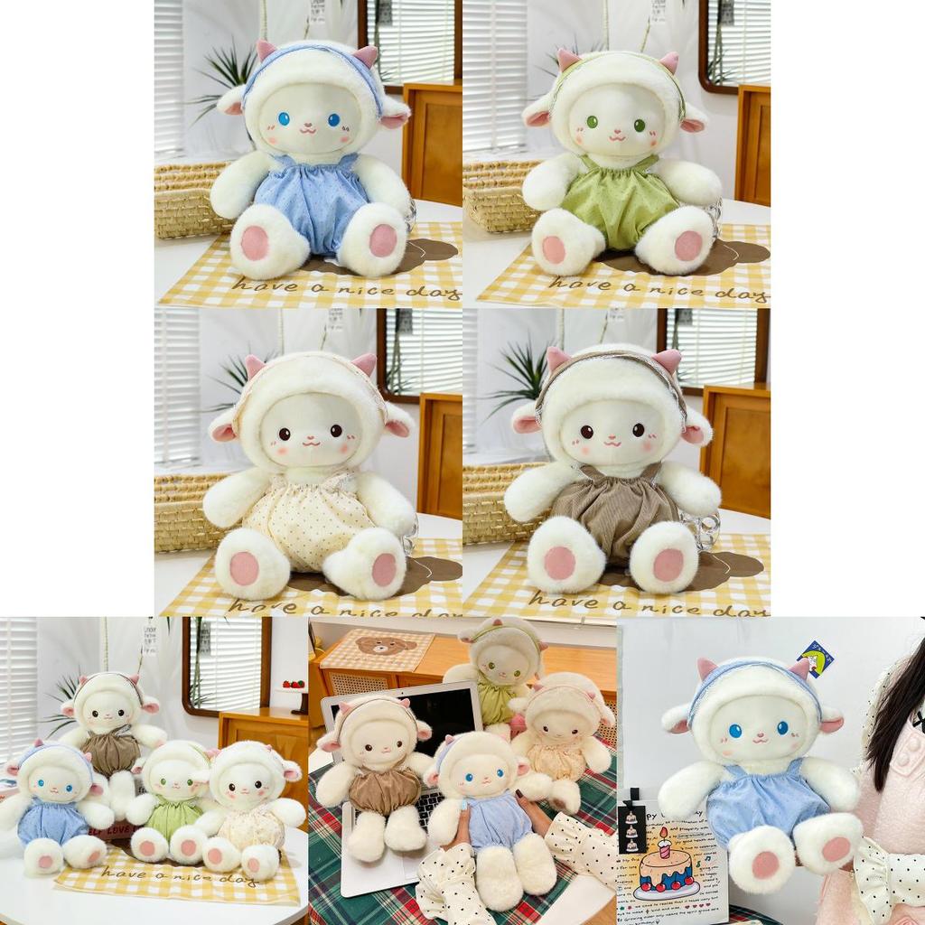 Plush Sheep Toy With Dot Patterned Clothing Decor For Kids Birthday Gift
