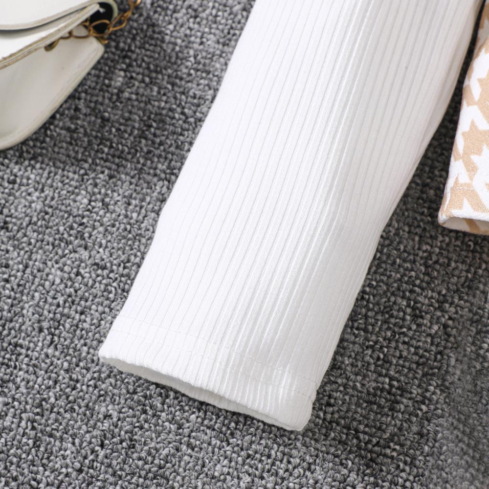 Girls' Spring/Autumn Print Long Sleeve Shirt + Skirts 2-Piece Outfit Teen Fashion Chic Collared Blouse Short Skirt Combo