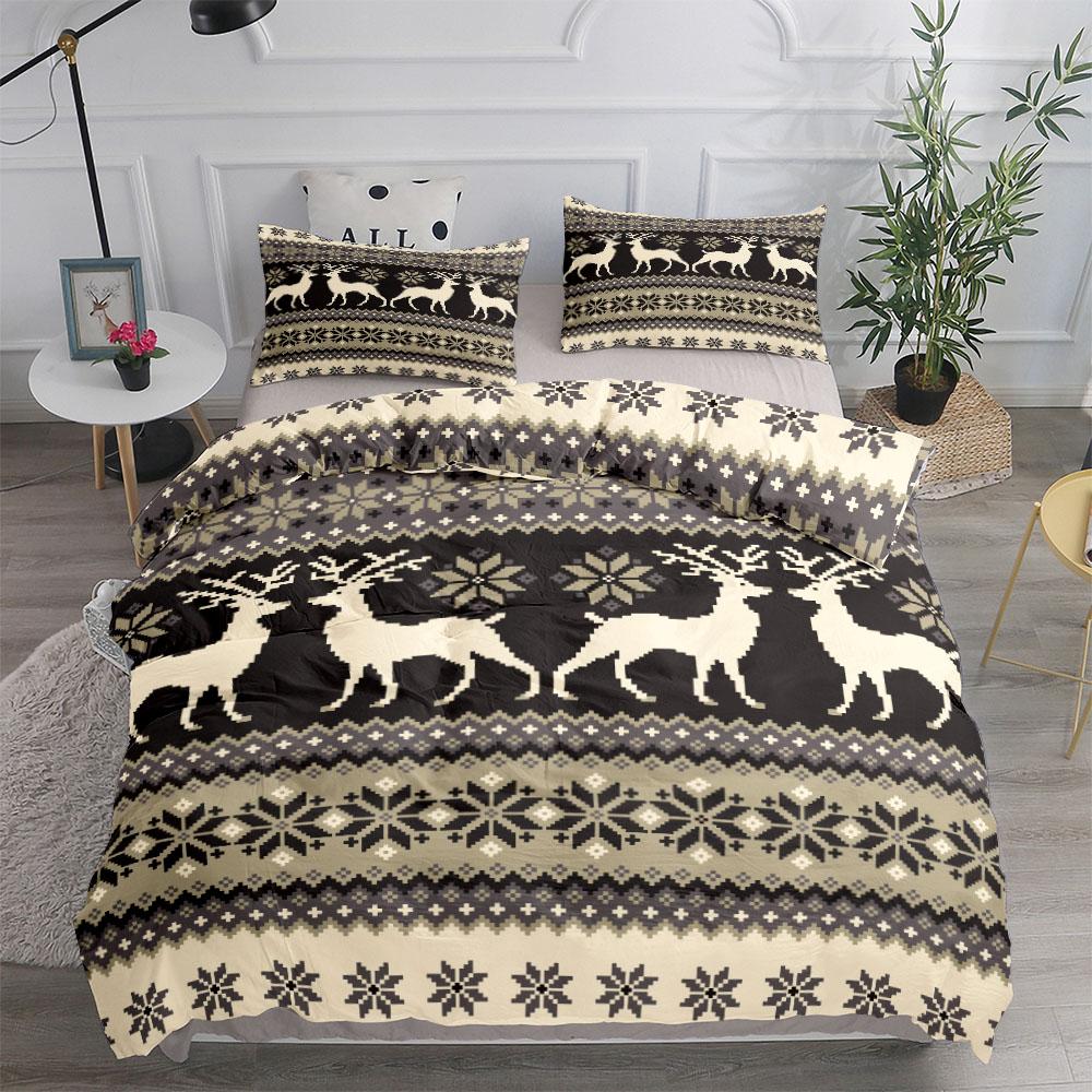 

Комплект постельного белья в винтажном стиле Forest Stag Plaid King Queen Double Full Twin Single Size EU single(135x200cm)