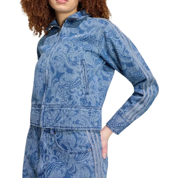 Women's Adidas Originals London Jackets Women's Medium Vintage Denim Blue Turtleneck Moderate