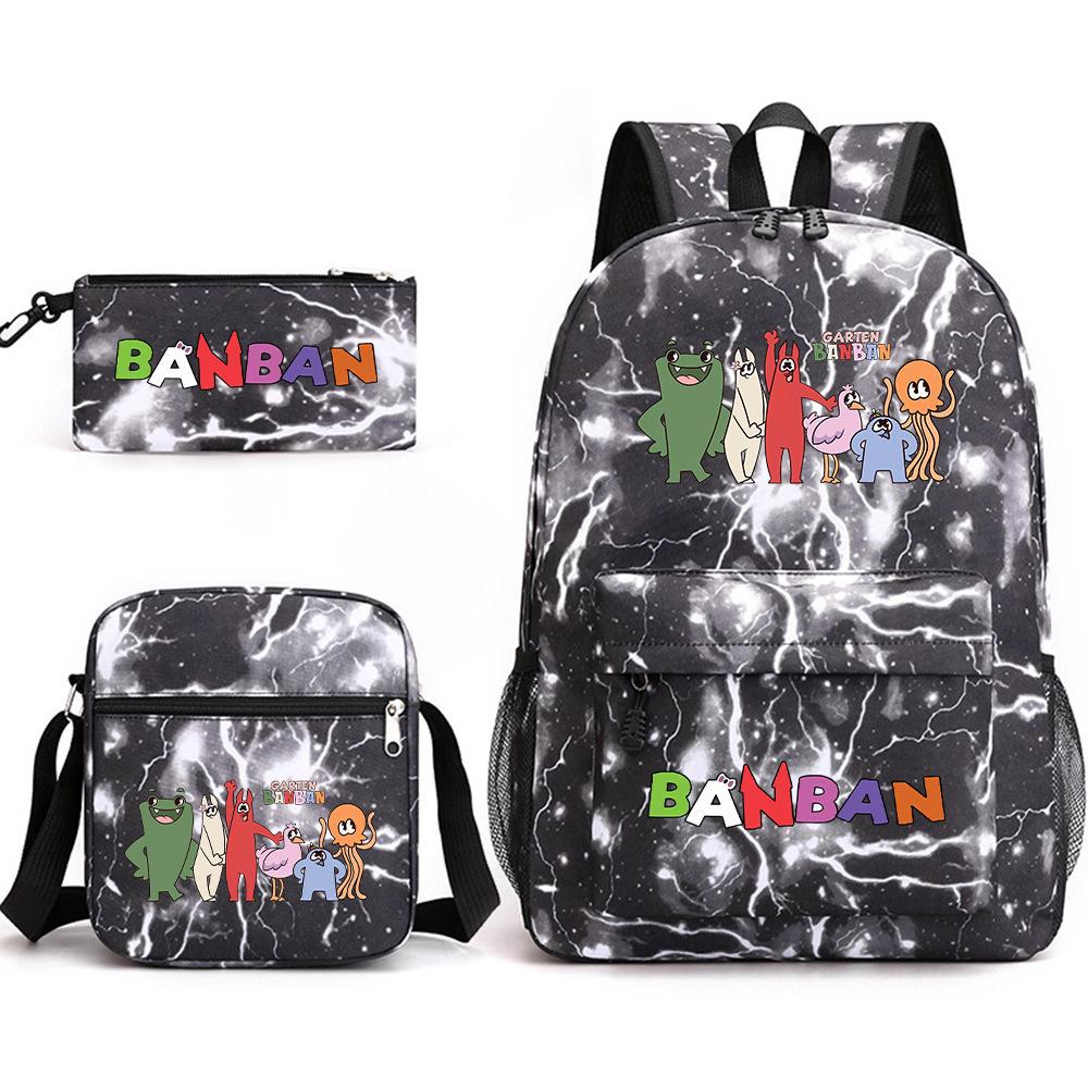 Three-piece Foreign Trade Schoolbag Casual Canvas Backpack Male and Female Students Backpack Printing