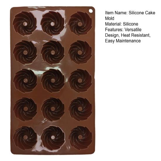 Silicone Cake Mold 15-Cavity Spiral Cookie Mold Non-Stick Baking Pan for Cookies Pastries Mousse Dessert