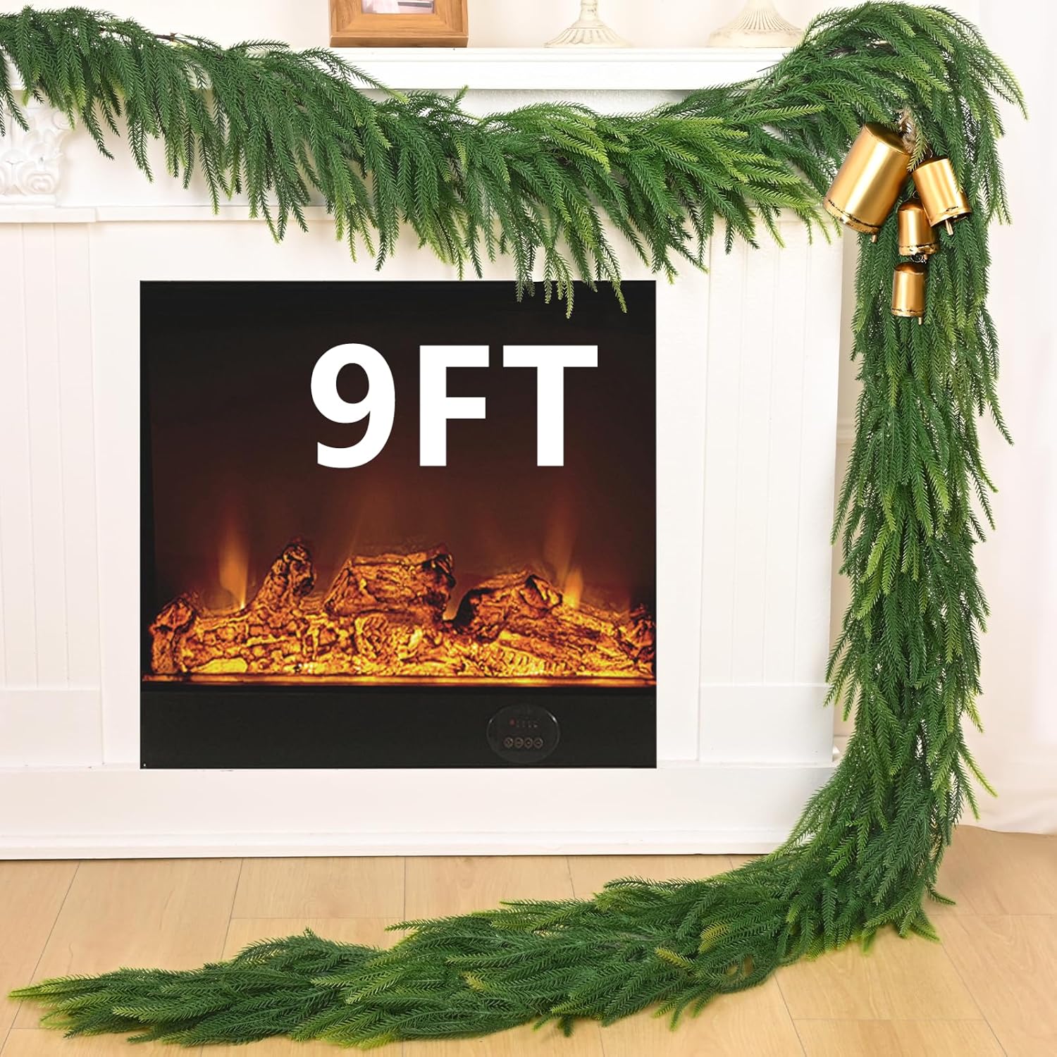 9-футовая искусственная кедровая гирлянда с огнями, реалистичная норфолкская сосна для рождественского декора в помещении и на улице 1 Pack