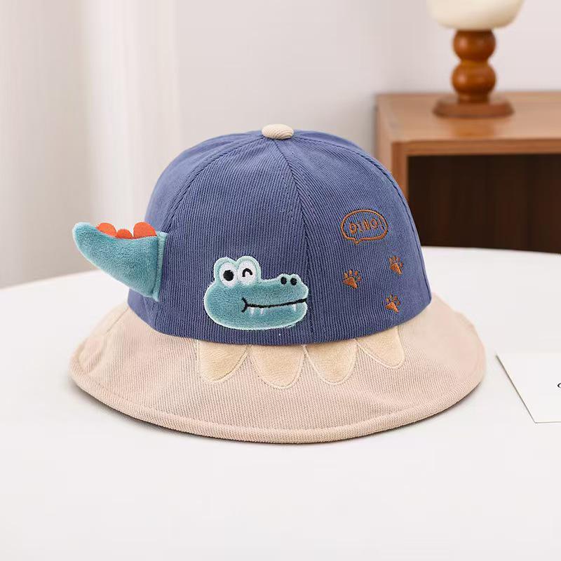 Autumn Embroidered Baby Fisherman Hat - Versatile Sun Protection & Warmth