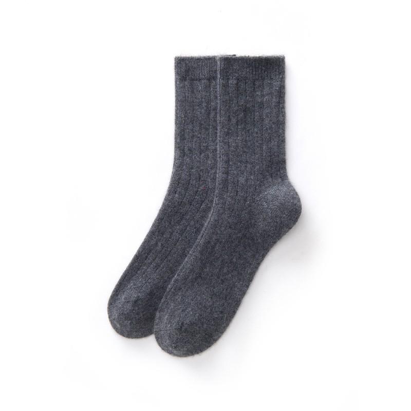 Pure Cashmere Mid Calf Socks Men Women Solid Color Casual Soft Warm Fall Winter