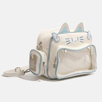 Y2K Ita Bag Cat Pu Backpack – Foldable, Adjustable Strap, Secure Zipper, Preppy Style Cute Schoolbag