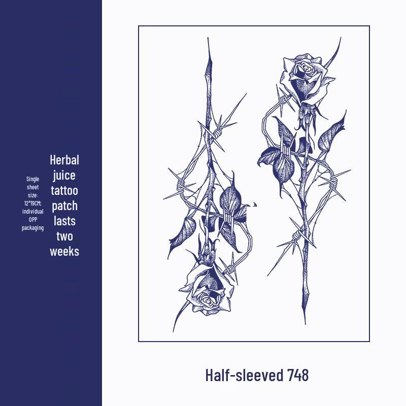 Dark Style Herbal Semi-Permanent Waterproof Tattoo Sticker for Full Arm - Long-Lasting, Non-Reflective, Unwashable 12*19CM