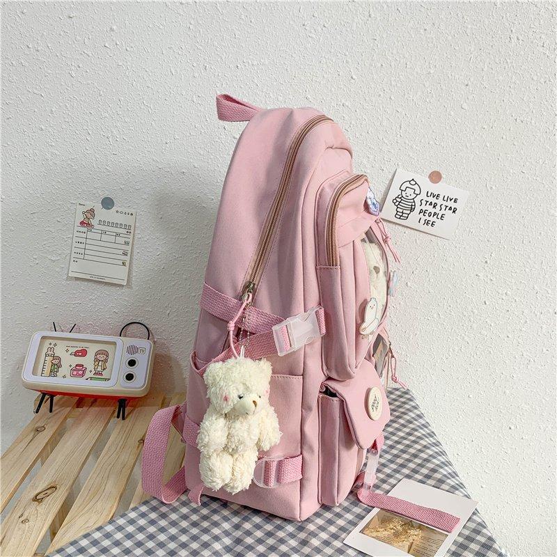 Japansk High School Jenter Ryggsekk Skolevesker for Tenåringsjenter Flere Lommer Ny Kawaii Ryggsekk Kvinner Harajuku Søt Mochila