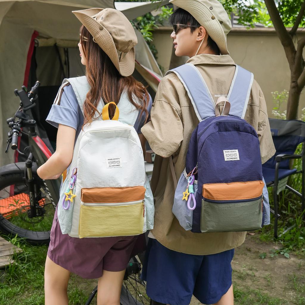 Schoolbag Multifunctional dual-purpose backpack Women's contrasting color lightweight schoolbag Men's and women's junior high school students