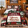 Christmas Custom Name Pattern Bedding 3Pcs Set Bed Sheet Pillowcases Indoor Bedroom Holiday Gift
