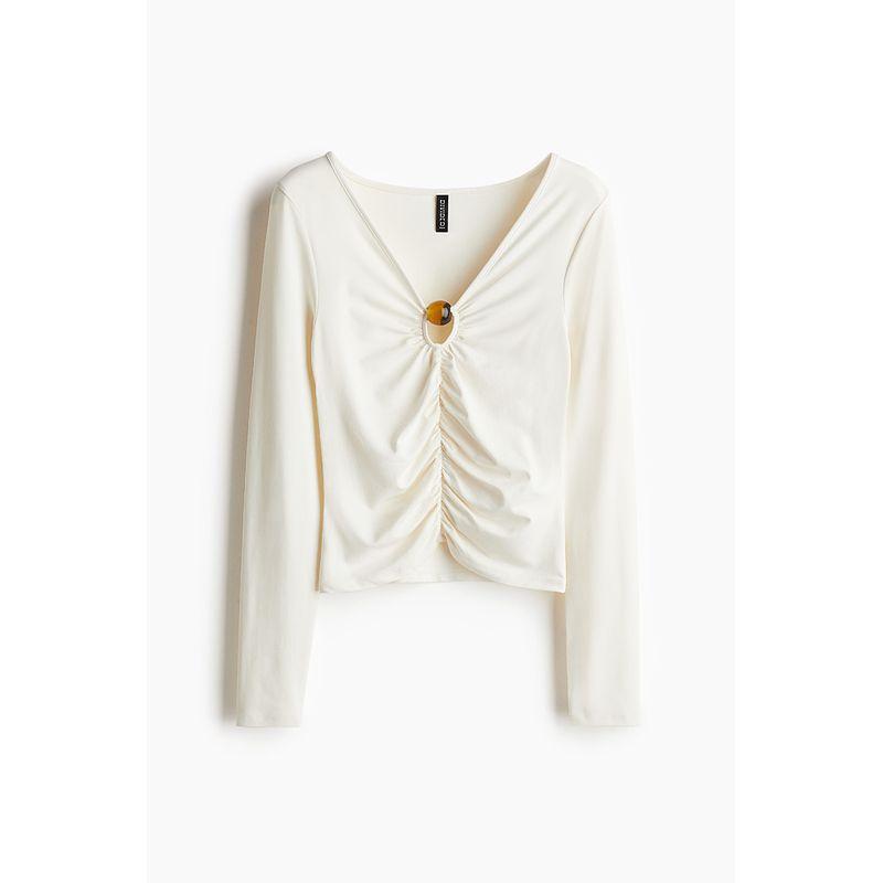 

HM Women s T-shirt 2025 Summer New Design Sense Gathers Cut Out Tops 1292056