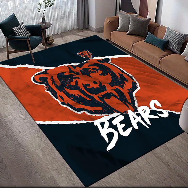 Tappeto Quadrato a Fantasia Flanella Chicago Bears, Tappeto da Area, Tappeto per Soggiorno Camera da Letto Divano Stanza dei Giochi Decorazione, Tappetino Antiscivolo