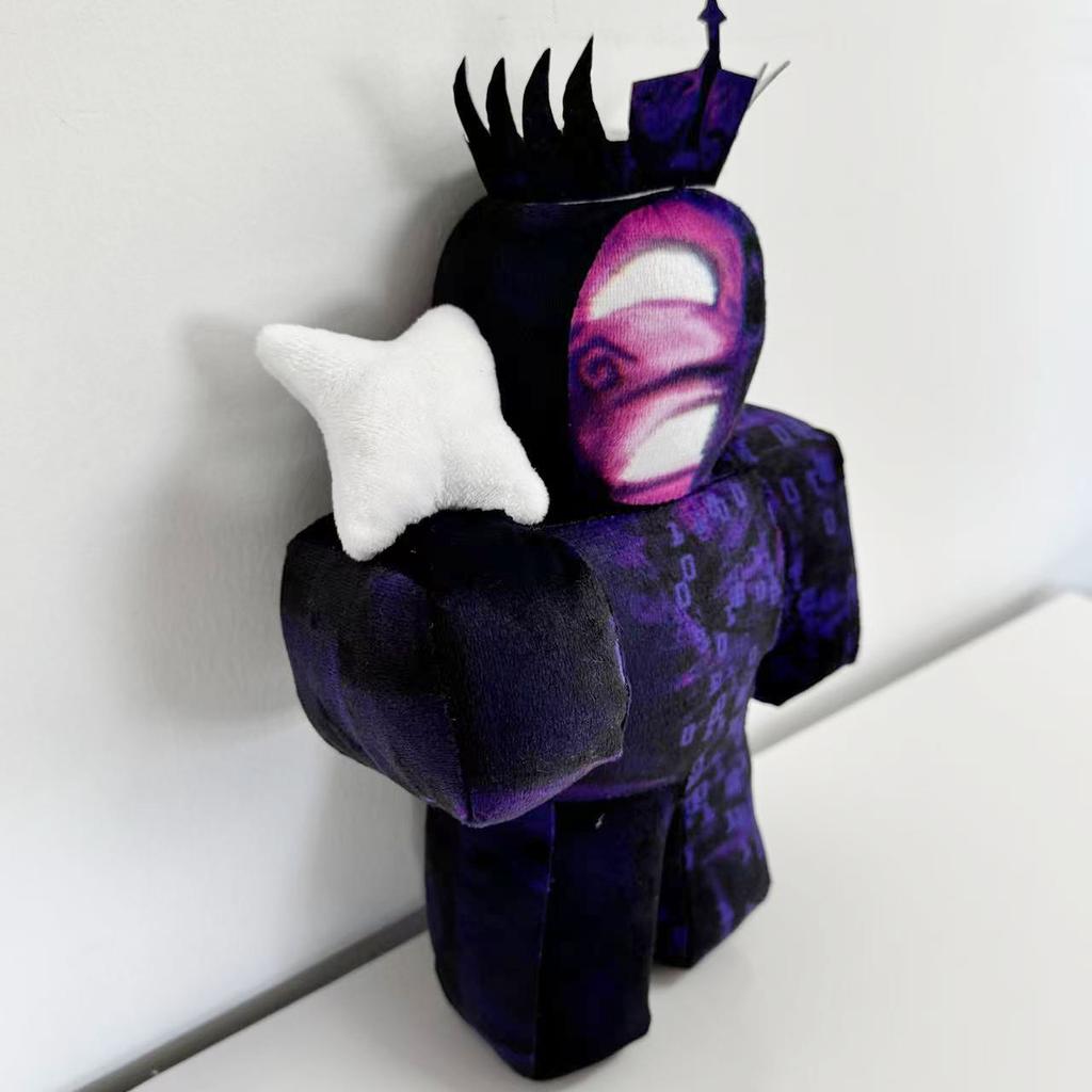 Neues Roblox Lila König Plüschtier Binärcode Halbes Gesicht Krone mit Stern Stofftier Spiel Zubehör Geschenk für Kinder Fans Sammlerstück Heimdeko