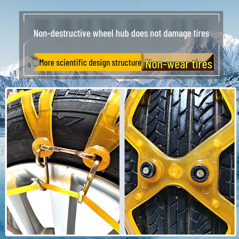 Universal Anti-Skid Snow Chains for Car, Van, SUV - Durable Cow Tendon, Wear-Resistant, Suitable for All Four Wheels
