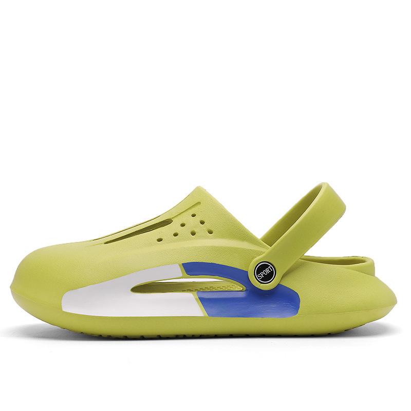 

Summer new men s hole shoes large size thick-soled beach sandals men s dual-purpose home indoor casual slippers 45 зелений