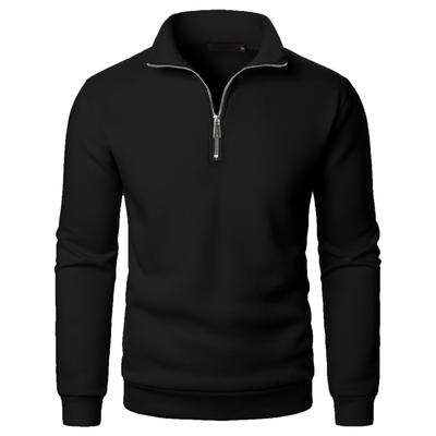 Men's Solid Color Stand Collar Casual Pullover Sweatshirt