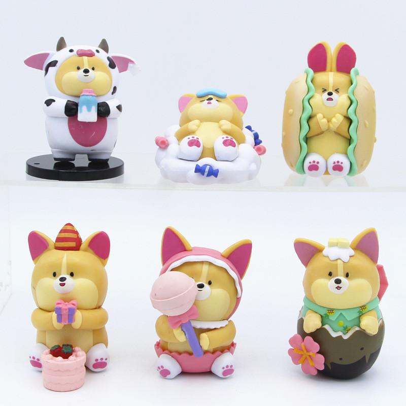 Adorable Pvc Foodie Corgi Figurines With Hamburger Cake Candy Designs Collectibles