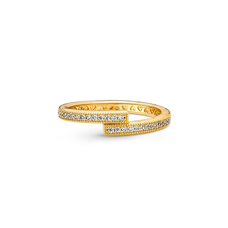 Pandora Shine mismatched ring for women gold 52 золотой