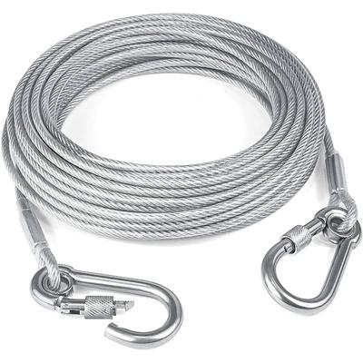 Stainless Steel Double-headed Dog Tie Out Cable Leash Raction Rope Buckle Steel Wire Anti-rust Training Collar Pet Accessories