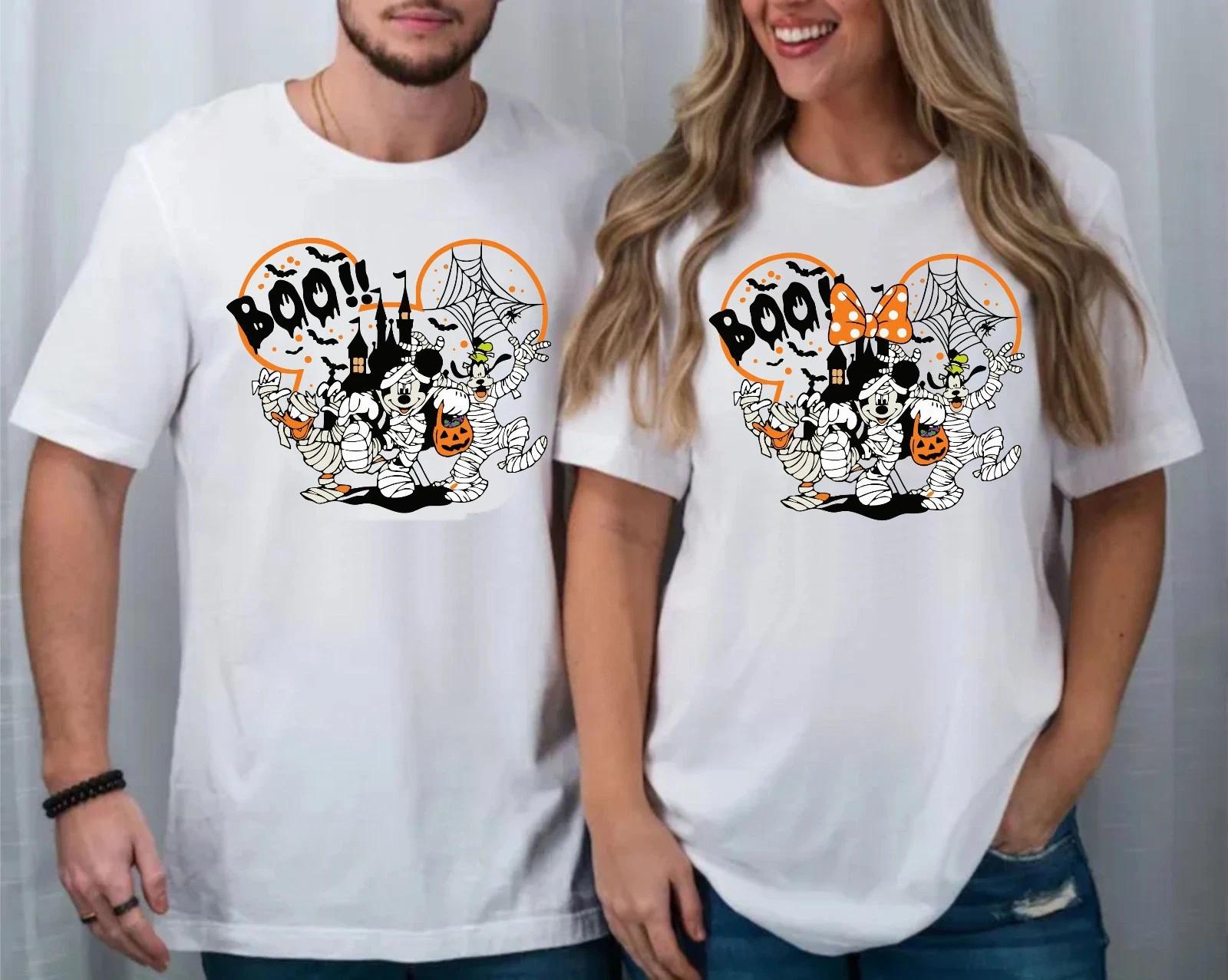 Mickey and Minnie Halloween Disney Couple T-Shirt Horror Spooky Tee Top 3XL