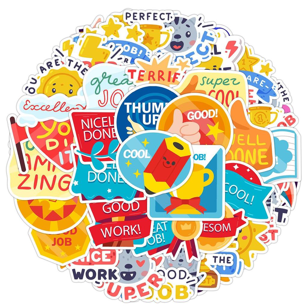 50 Reward Series Waterproof Graffiti Stickers for Water Bottles & Suitcases