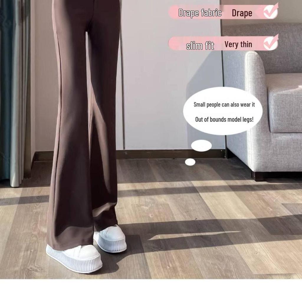 Women's 2026 High-Waisted Slimming Black Micro Flare Suit Pants – New Style Straight-Leg Casual Trousers.