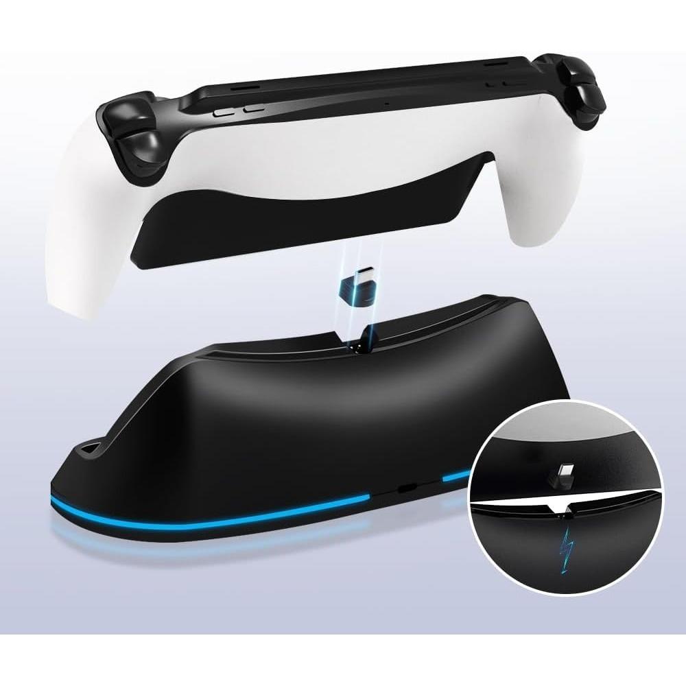 RGB Portable Charging Dock Charging Stand Station for PS5 Portal Consoles Accessories with 7 Lighting Modes and Type C Cable Quick Charging with Light