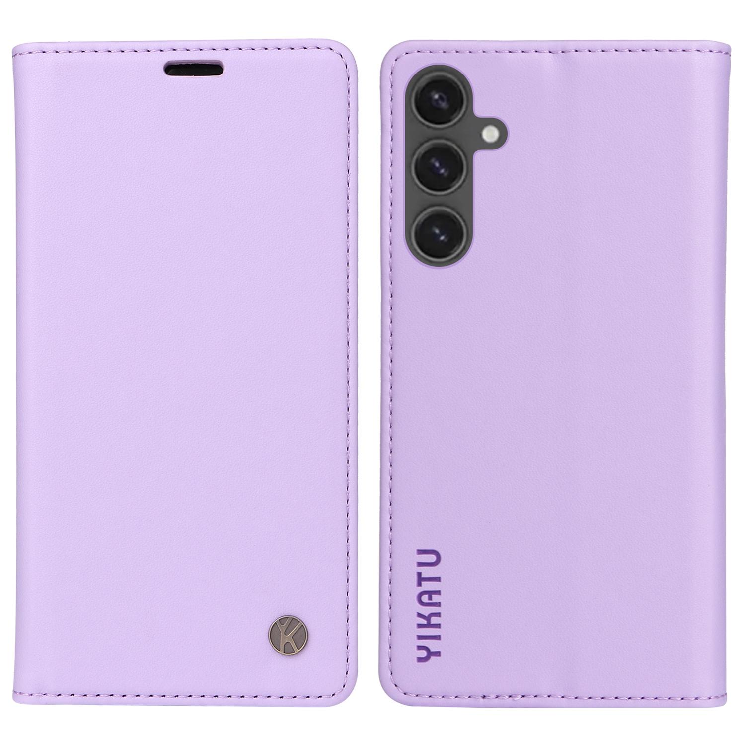 

YIKATU YK-001 For Samsung Galaxy S24 FE Case Stand Magnetic Absorption Leather Phone Cover Light Purple