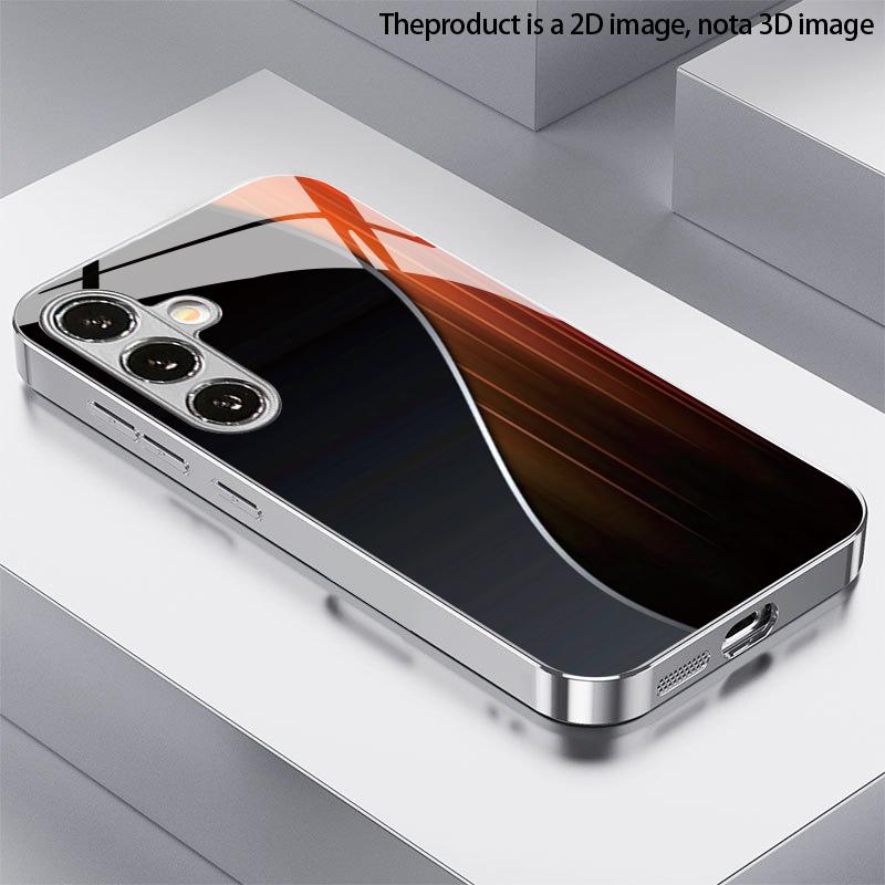 Browns Wood Curved Edge Pattern 2D Phone Case for Samsung S26 S25 S24 S23 S22 S21 S20 A56 A36 A16 Electroplated Glass Protective