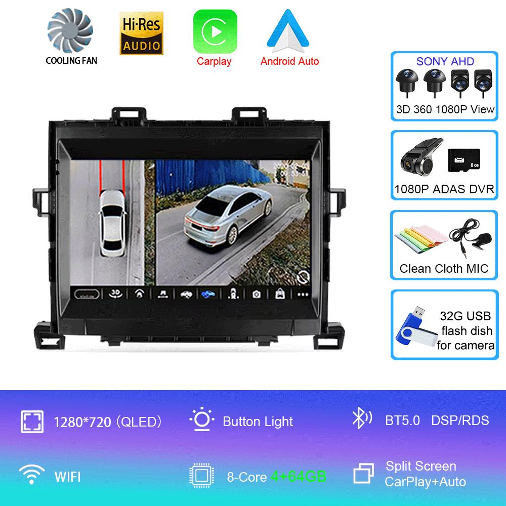 For Toyota Alphard H20 2008-2014 Car Radio Android 14 Carplay Auto Multimedia Player WIFI+4G DSP Autoradio Stereo 2din Head Unit
