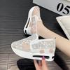 Spring and summer new round head cover foot thick sole casual large size women's deep mouth sports embroidery mesh single shoes women
