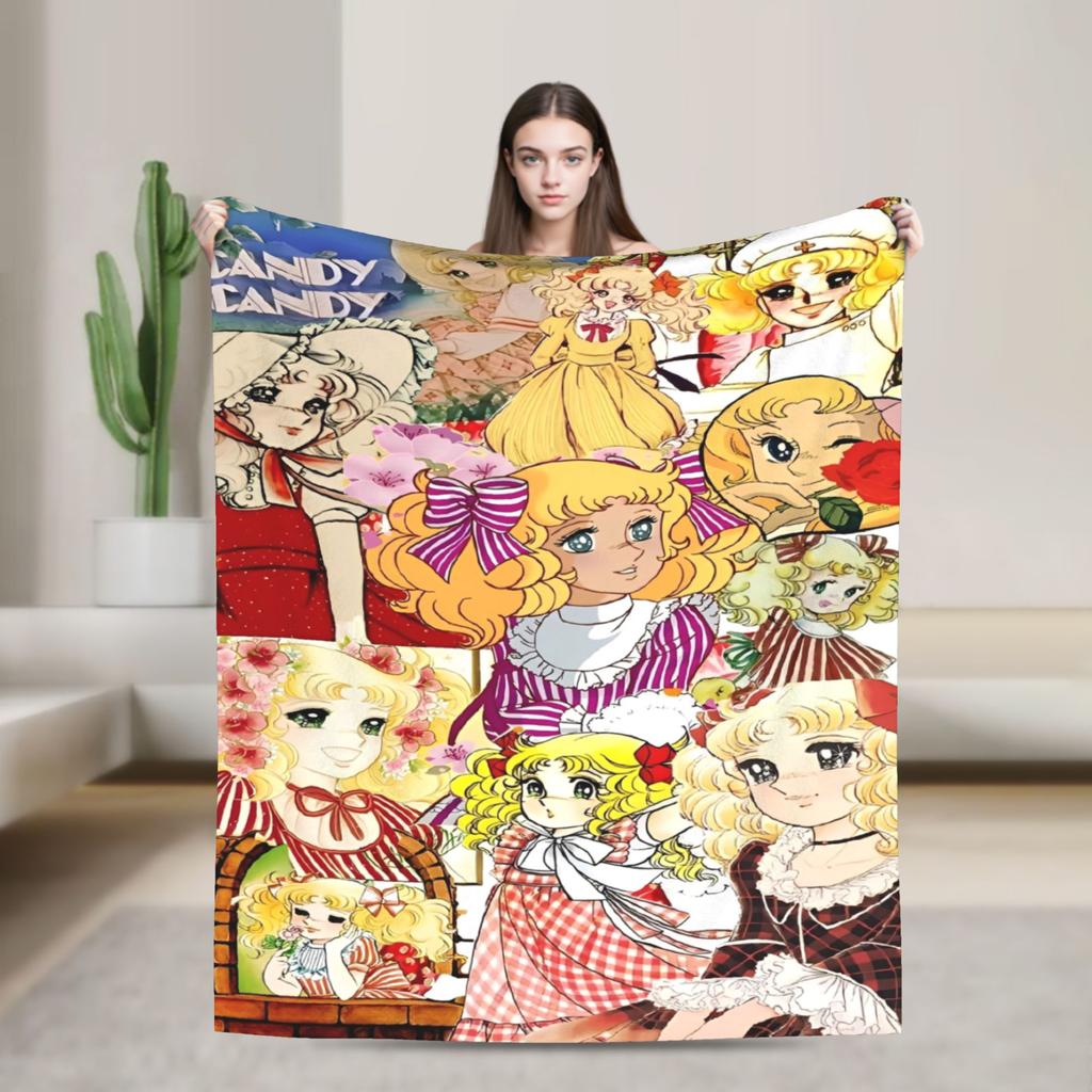 Candy Candy And Terry Anime Blanket  Warm Soft Funny Plush Bedding Throws For Couch Bed Travel Flannel Bedspread Bed Cover