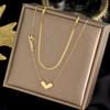 Double-Layer Heart and Snake Bone Necklace - Titanium Steel, Non-Fading, Trendy Minimalist Style for Women