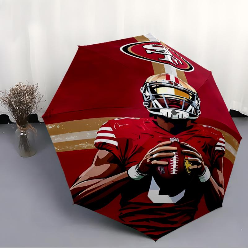 Printed San Francisco 49ers LOGO Folding Umbrella,Outdoor,Leisure,And Travel Umbrella,Durable Umbrella Fabric,Birthday And Holiday Gift
