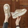 2024 Wiosna Damskie Białe Retro Buty Skate z Grubej Podeszwy ze Skóry Naturalnej - Wszechstronne, Płaskie, Casualowe Sneakersy Plus Size