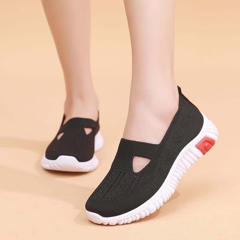 Fashion Summer Sneakers Women Casual Shoes Mesh Soft Loafers Bottom Walking Shoes Mom Light Comfortable Footwear Flat Women Shoes