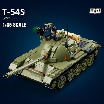 604 יחידות צבא T-54S טנק MBT דגם לבנים רכב נשק עשה זאת בעצמך בלוקי בנייה יצירתיים צעצועים חינוכיים לילדים עם מדבקות