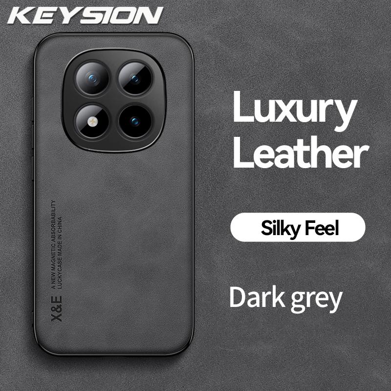 KEYSION Luxury Retro PU Leather Phone Case for Redmi Note 15 Pro + 5G Silicone+PC Shockproof Phone Cover for Redmi Note 15 4G 5G