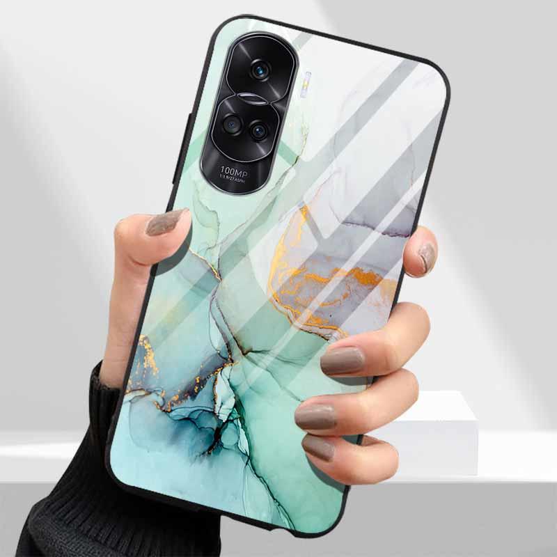 Tempered Glass Hard Cover For Honor 90 Lite 5G Case Lovely Marble Funda Coque For Honor 90 Pro Honor90 90Lite 90Pro Phone Shells