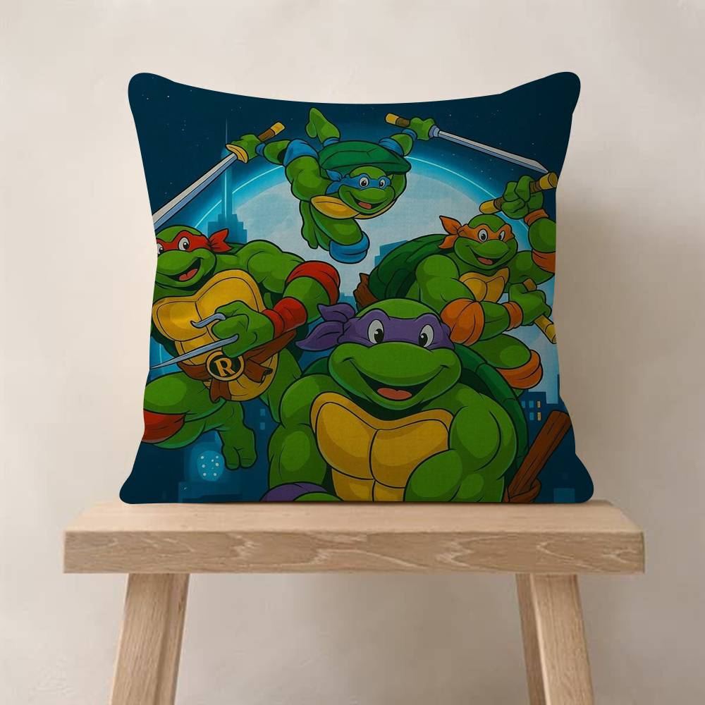 NNinja Movie TTurtles Pillow Covers Cartoon Sofa Decorative Home Doublesided Printing Short Plush Cute Cushion Cover