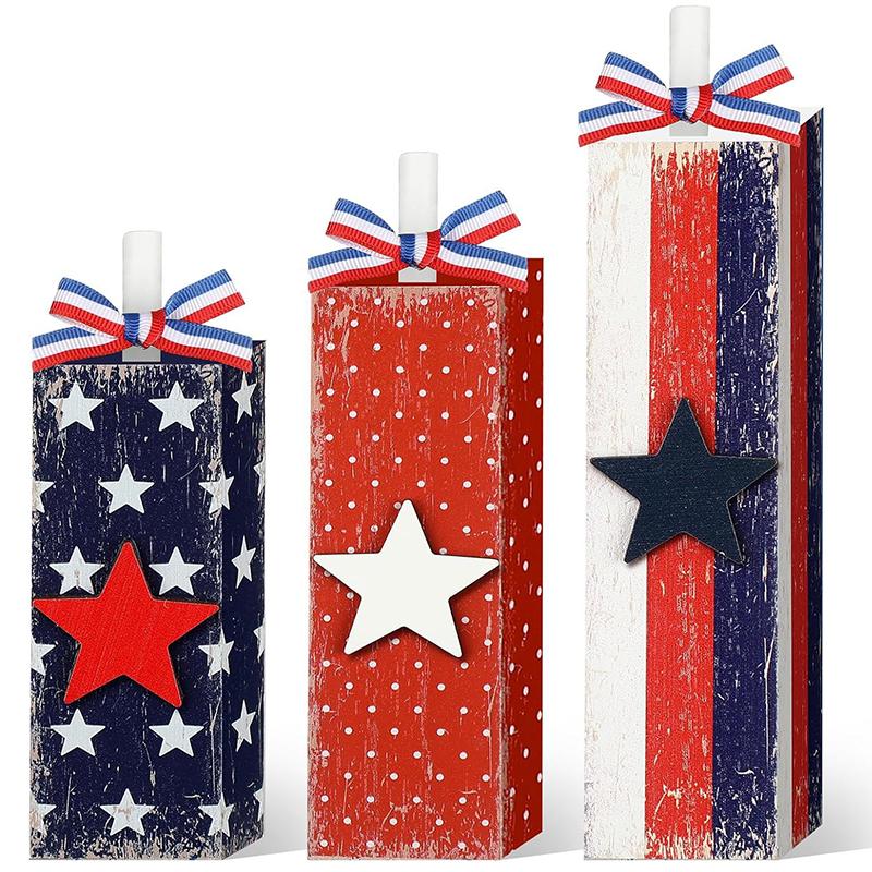 1PC Home Ornaments Wooden Tabletop Decorations American Flag Crafts Wood