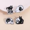 White Ghost With Cat Enamel Pins Spooky Pumpkin Skull Boo Kitten Halloween Brooches Lapel Badge Jewelry Gifts for Friends