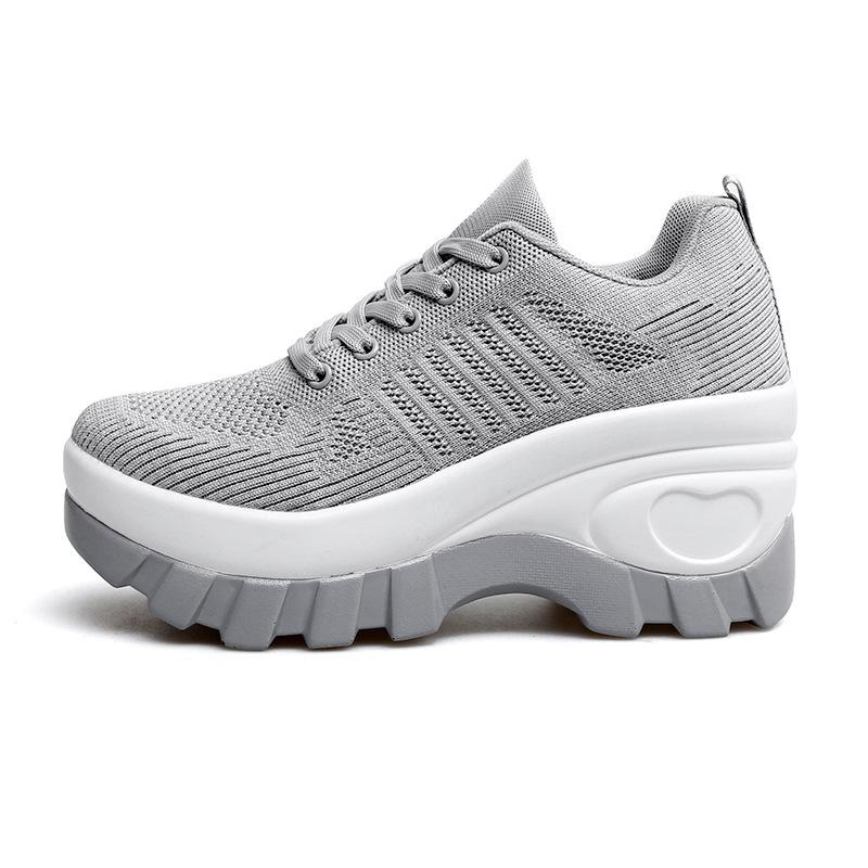 New Women's Mesh Breathable Thick Sole Heightening Comfortable Wear-resistant Women's Casual Fashion Shoes