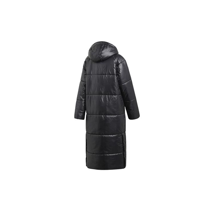 adidas Women's Big Baffle Hooded Mid-Long Cotton Jacket Black DZ1486