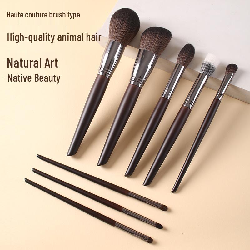 14-Piece Animal Hair Makeup Brush Set - Skin-Friendly Wool Powder Brushes
