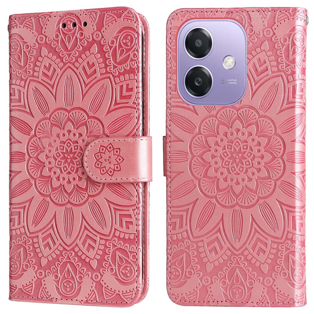 For Oppo A5x 5G/A3x 4G/A3x 5G (India) Case Sunflower Imprint Leather Wallet Phone Cover