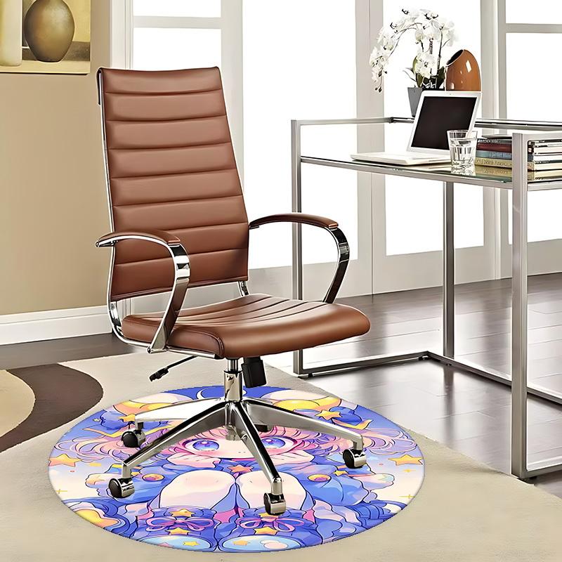 

1pc Anime Design Sailor Moon Round Carpet Office Chair Mat, Non Slip Rug for Home Decor, Living Room, Bedroom 80cm