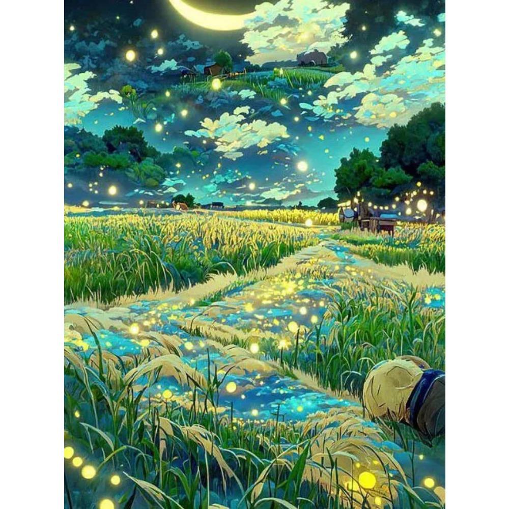 Diamant-Gemälde voller Bohrer, Sternenhimmel, Traumfänger, rundes Diamant-Gemälde, handgefertigt, Fantasie-Landschaft, DIY-Diamant-Mosaik-Gemälde, Heimdekoration