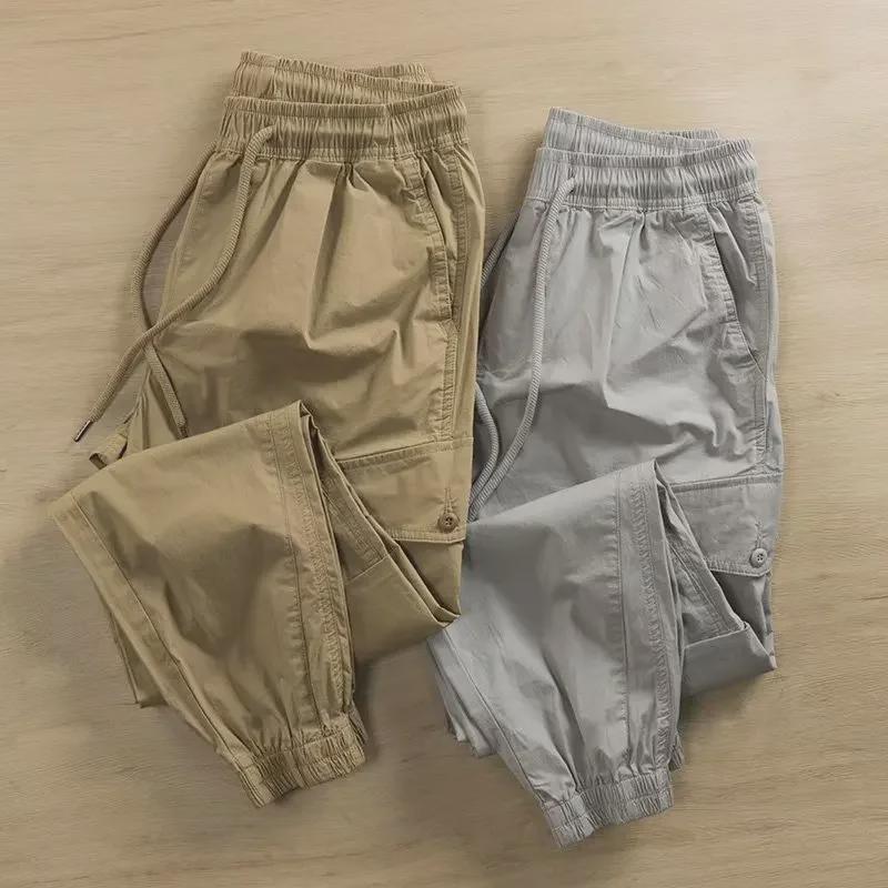 Pantaloni casual la modă pentru bărbați 2023 cu buzunare multiple și manșete - Salopete de lucru cu croială largă