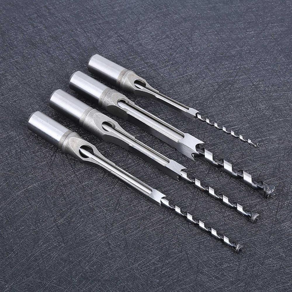 4pcs 6.4/8/9.5/12.7mm Square Hole Drill Bits Square Hole Mortising Chisel Woodworking